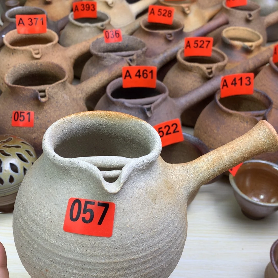 柴烧粗陶烤茶罐850毫升左右