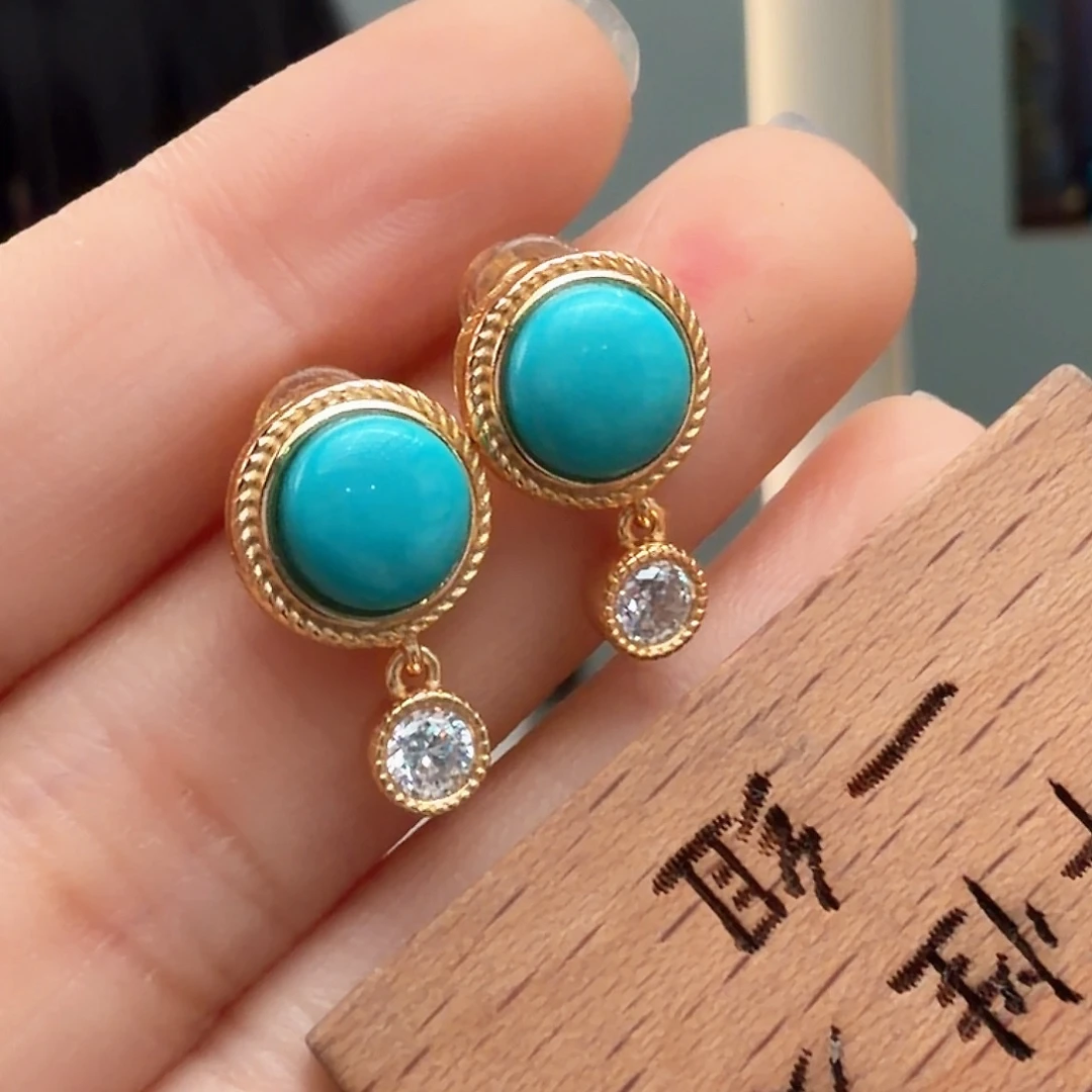 绿松石未镶嵌耳饰