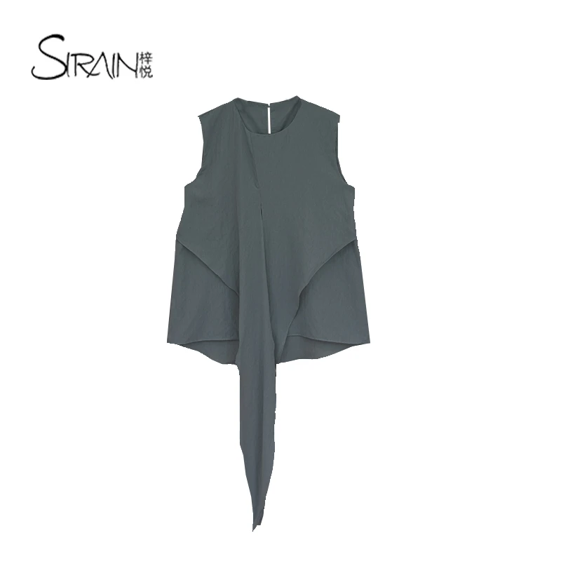 55SY3553法式设计感绑带上衣名媛气质高级感夏季新款极简无袖背心
