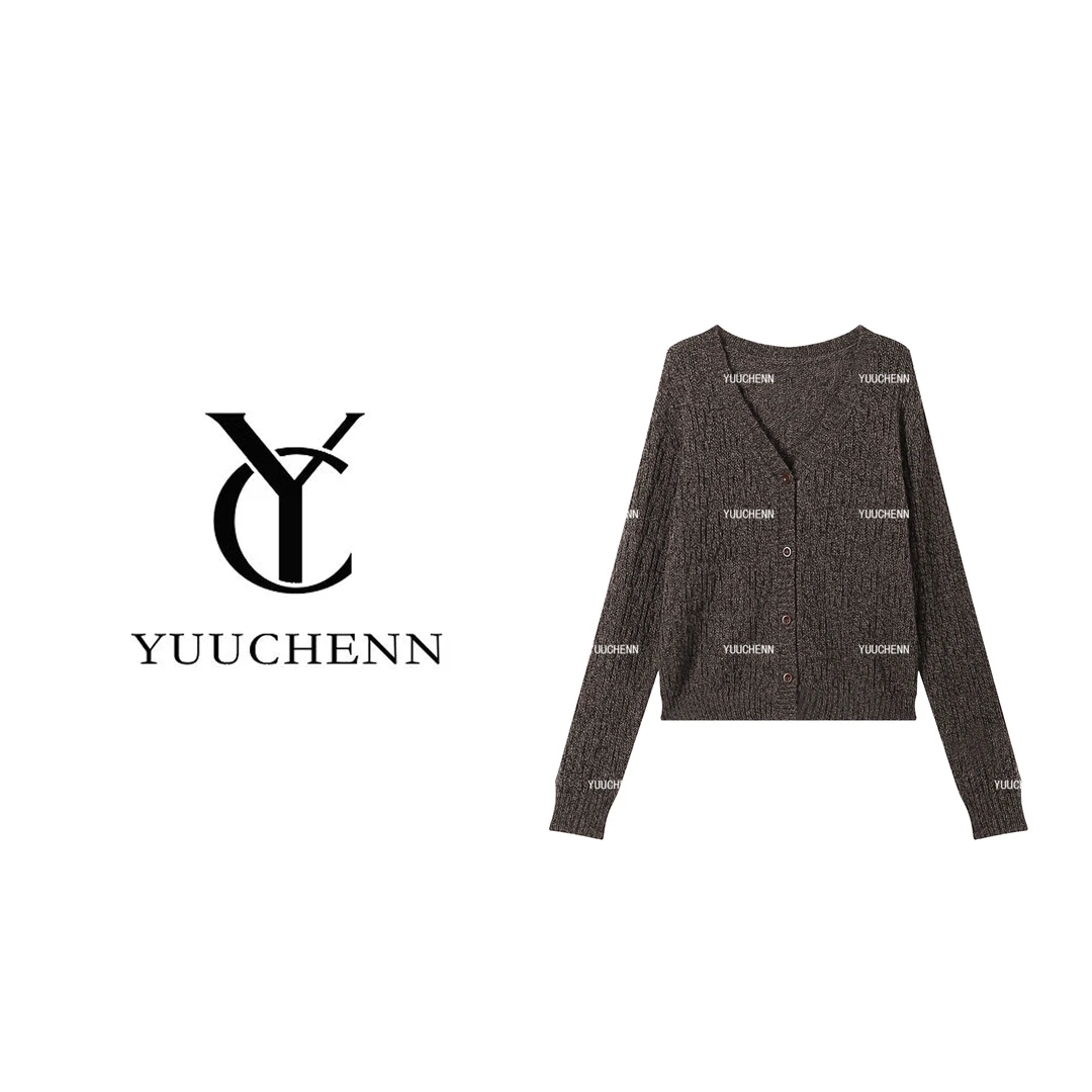 YUUCHENN V领毛衣开衫女2025秋款时尚百搭外套JYY-35861