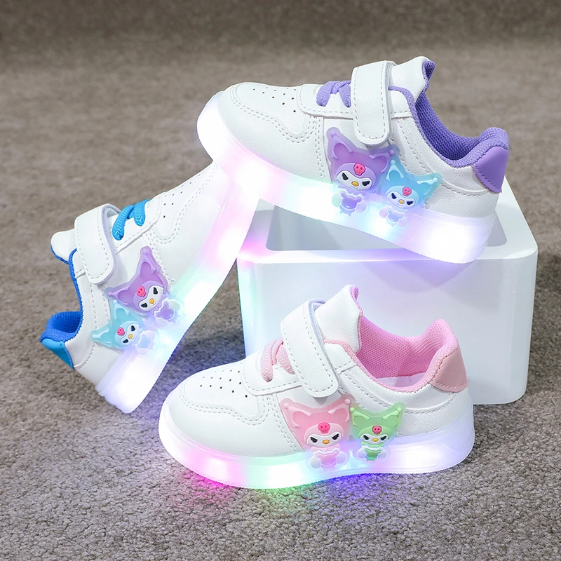 黄羚公主亮灯鞋儿童运动童鞋女童闪灯小童学步鞋软底女孩板鞋宝宝