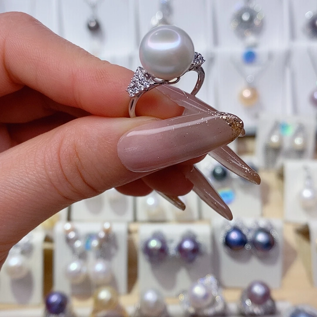 淡水珍珠戒指银S925镶嵌