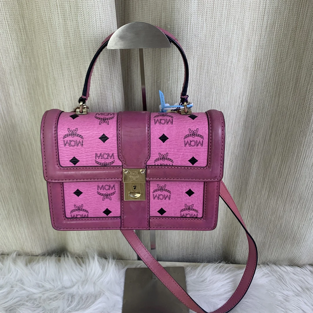 95新 MCM 玫粉色邮差包/SD06419573/9573