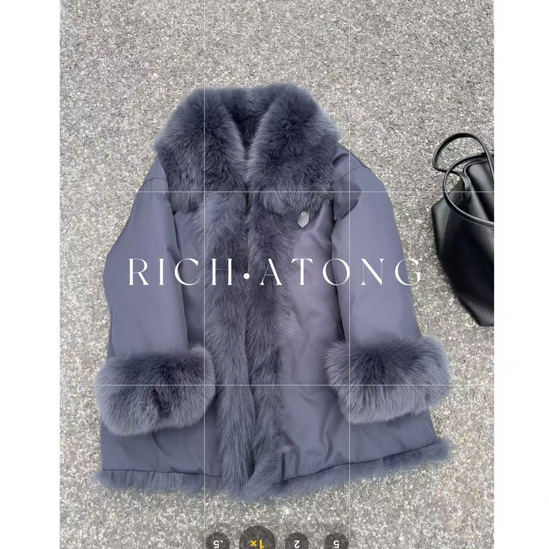 RICH ATONG.-【全蓝duck】-设计师款羊毛派克90白鸭绒羽绒服1104-14