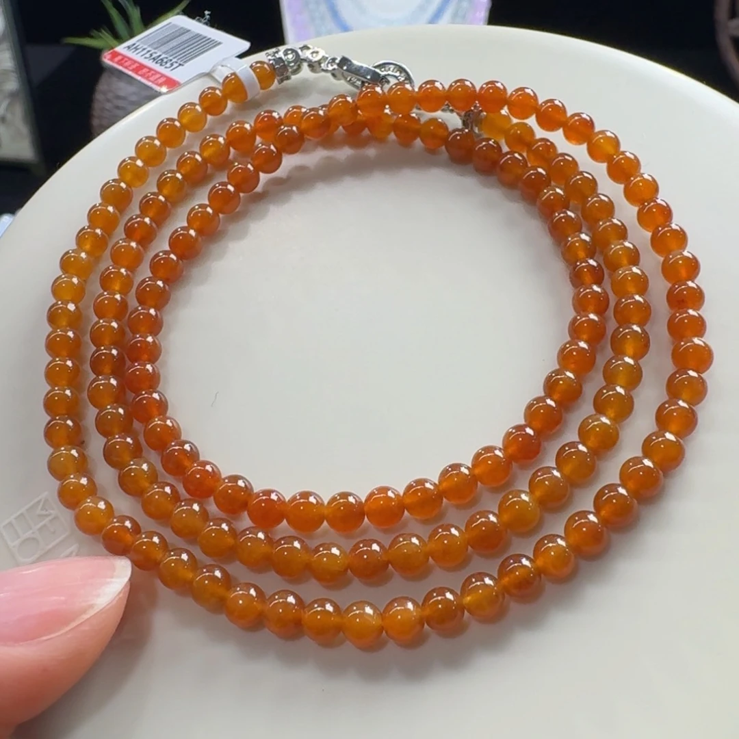 未镶嵌手链翡翠冰种红翡小米珠4mm