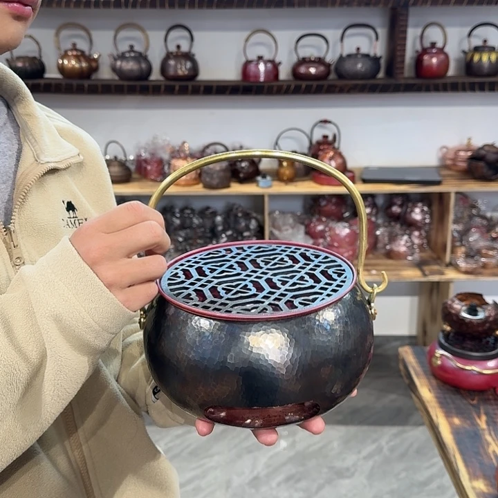 西***花紫铜手工制作摆件