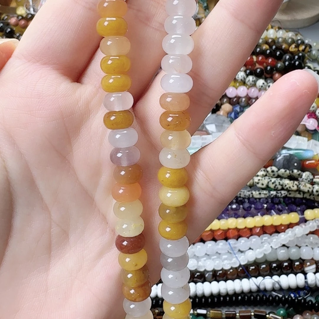 未镶嵌玛瑙/玉髓珠宝半成品卡8金丝玉算盘珠一条