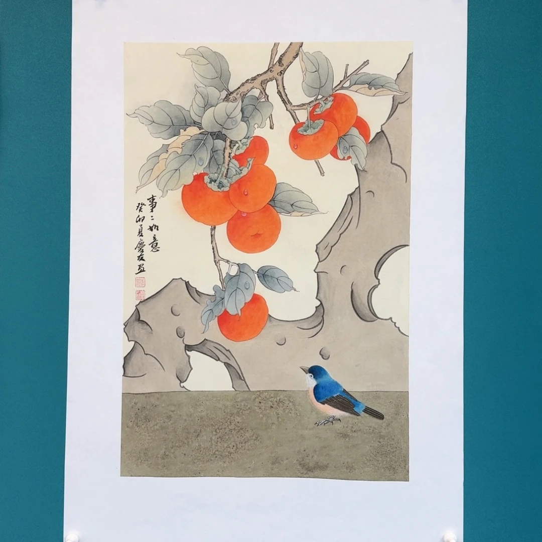 国画李庆友四尺三开花鸟