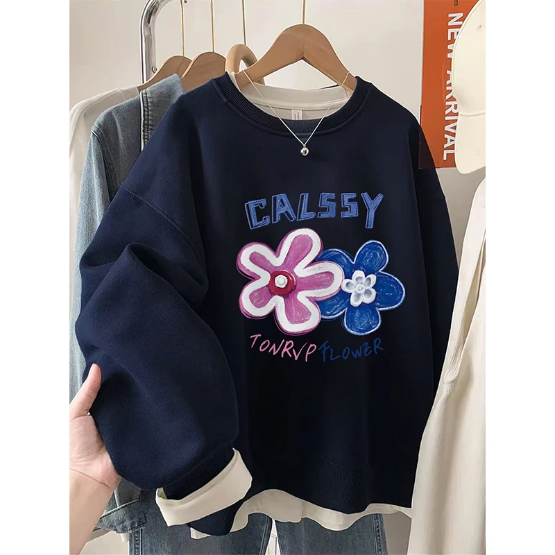 卫衣女秋冬季2025新款韩版时尚慵懒风宽松大码无帽圆领套头上衣潮