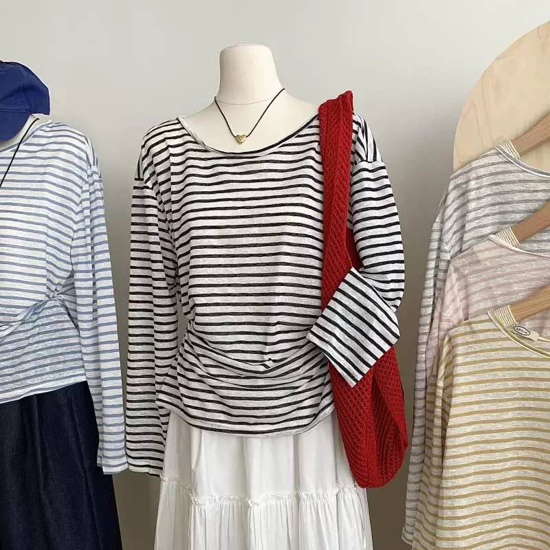 新疆包邮【751】条纹长袖衫-衣长59