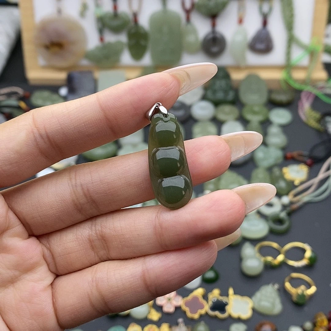 和田玉吊坠(不含链)银S925镶嵌