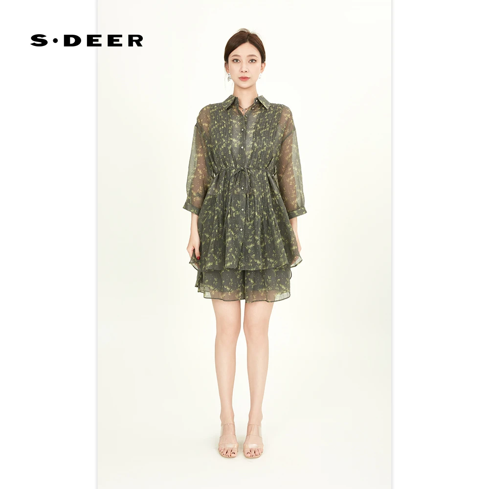 圣迪奥春夏宽松显瘦设计感舒适气质碎花长袖衬衫S242Z0510