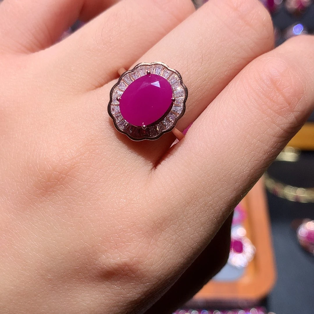 银S925镶嵌戒指红宝石