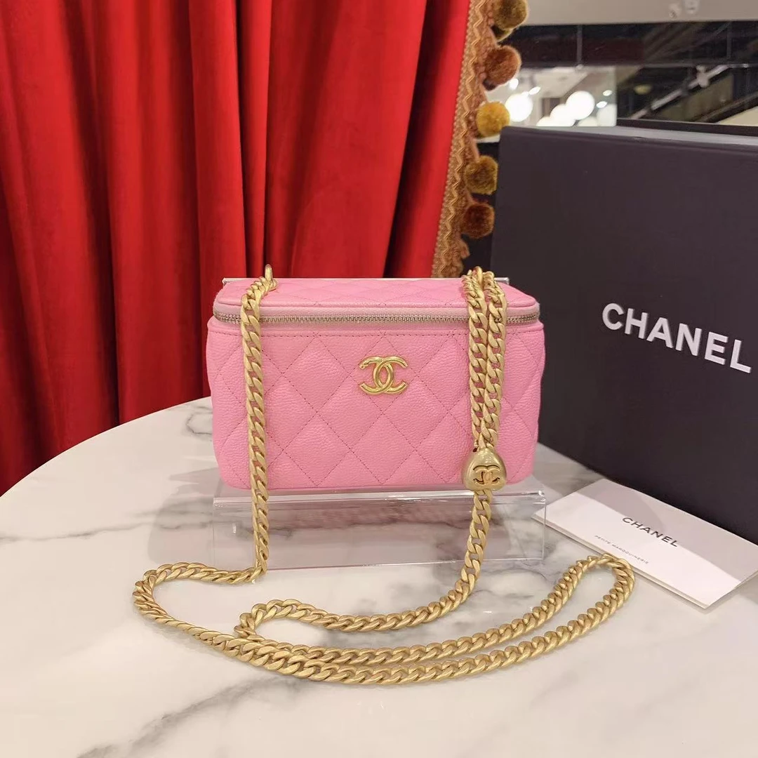 95新 Chanel/香奈儿 GGS萌萌丨爱心金球长盒子粉金荔枝93644681