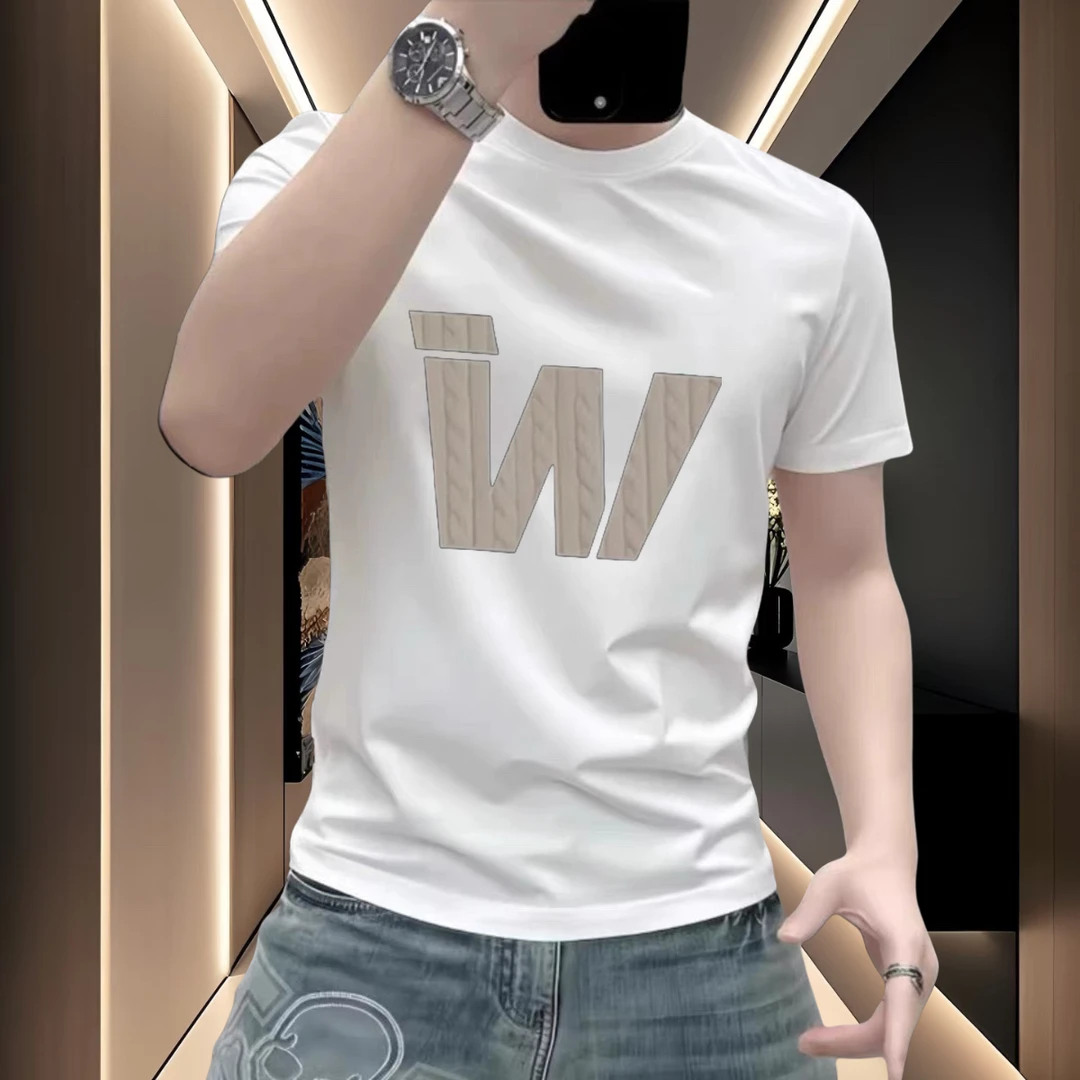 LI2FANG 新款夏季休闲男士字母个性短袖T恤简约百搭时尚半袖上衣