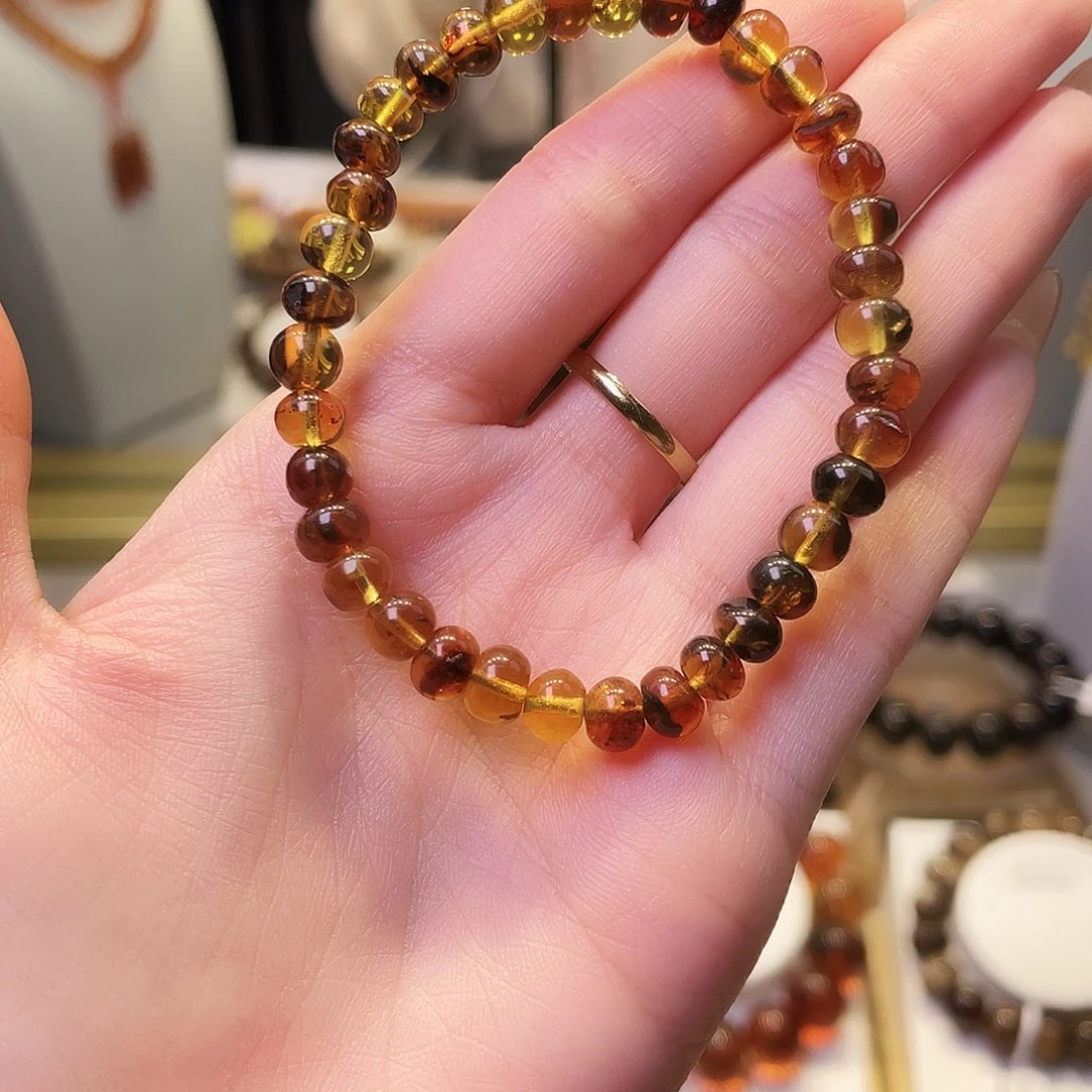 琥珀未镶嵌裸石琥珀手串6m