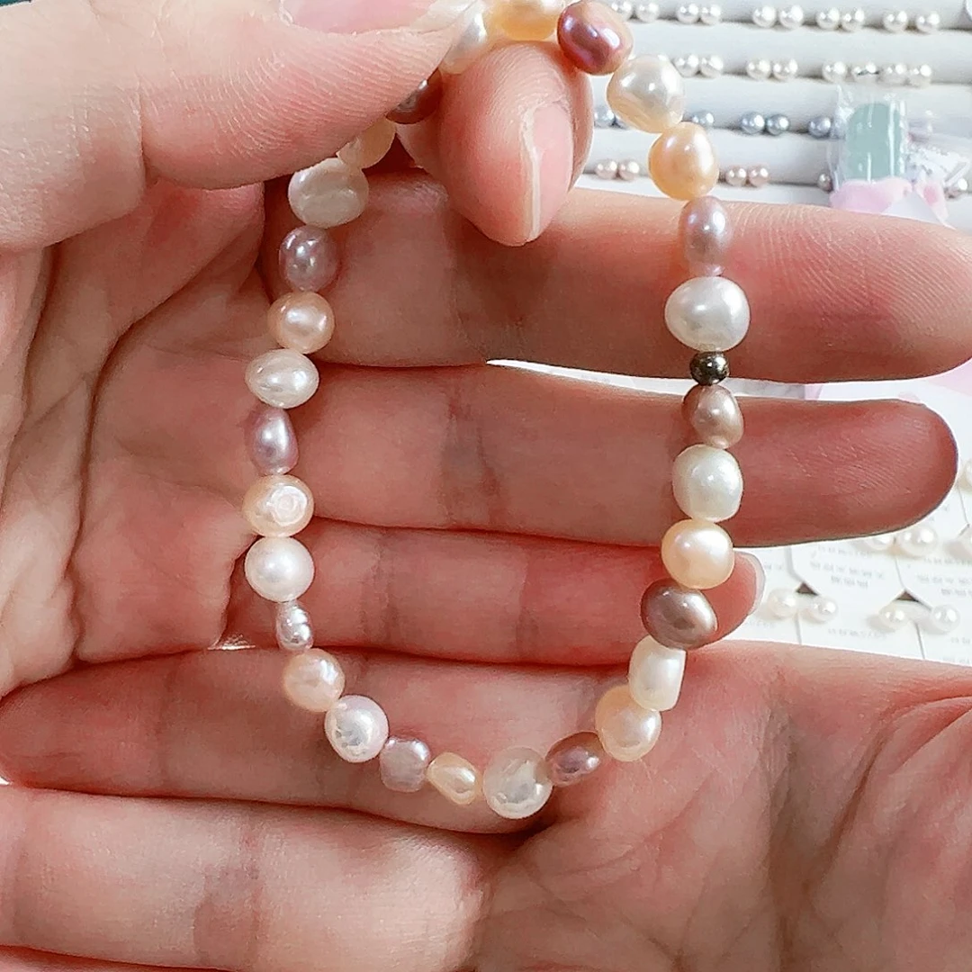 淡水珍珠手绳银S925镶嵌739微瑕