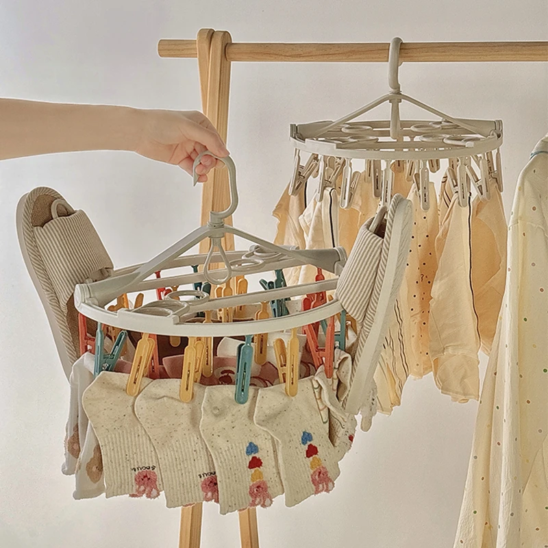 袜子晾衣架家用可折叠多夹子圆形晾晒架学生宿舍多功能晒袜子神器