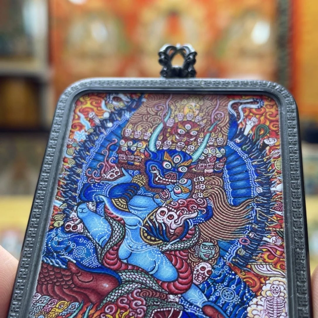 吊坠热贡纯手绘唐卡大威德