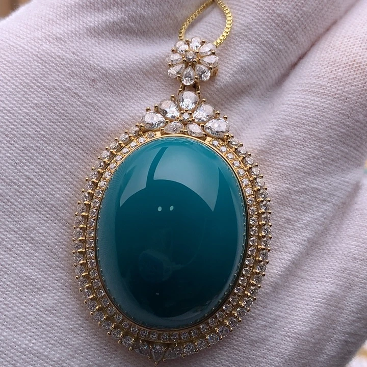 绿松石18K金镶嵌珠宝奇石