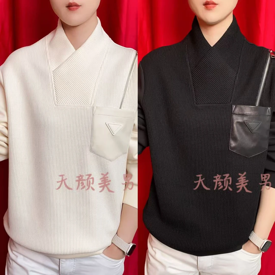 男士卫衣半拉链厚款百搭长袖精品保暖纯色立领卫衣9169