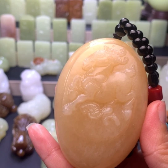 石材方解石手把件