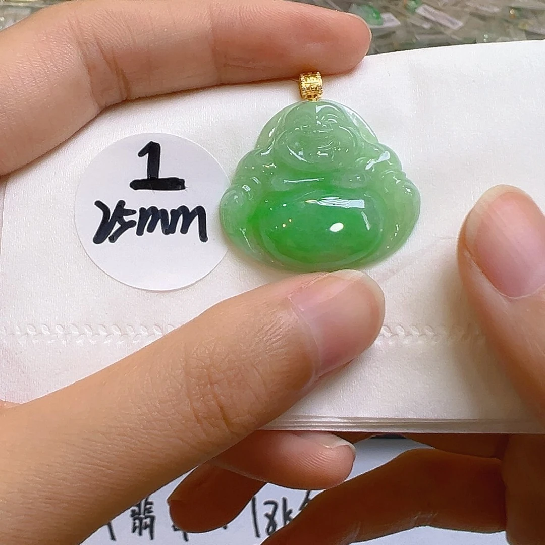 翡翠18K金镶嵌吊坠(不含链)翡翠