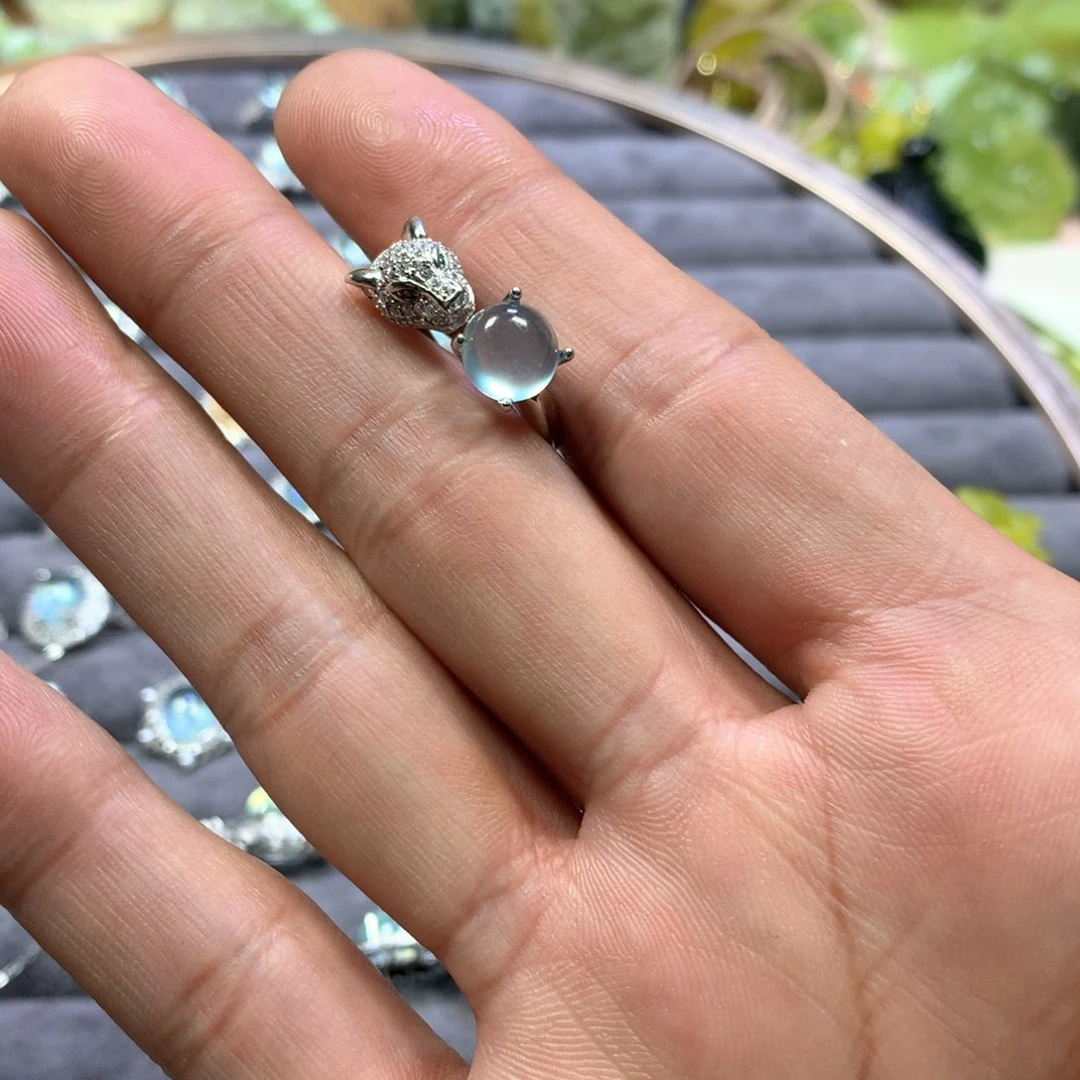 岫玉戒指银S925镶嵌熊****狂