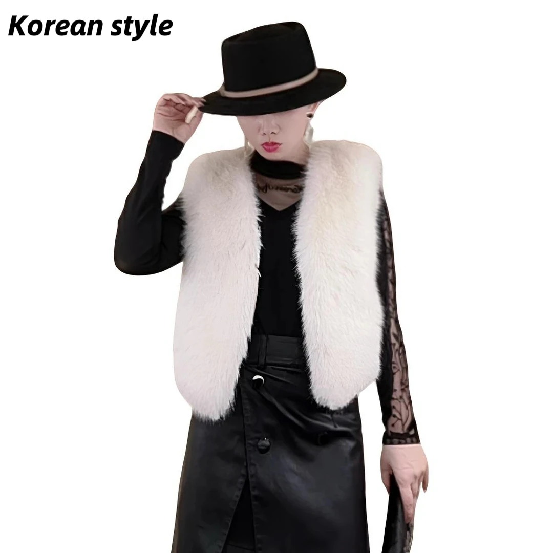 【Korean style】2817C毛绒马甲银狐毛绒百搭高级质感保暖毛毛马甲