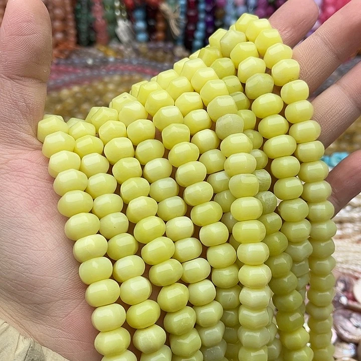 玛瑙/玉髓未镶嵌珠宝半成品一条10mm左右柠檬玉灯笼珠