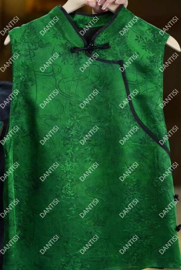 锦书《非遗美学》1581复古中式盘扣斜襟国风无袖马甲