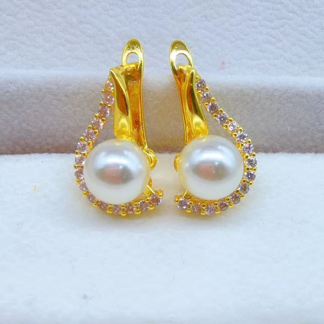 铜合金仿珍珠耳饰 耳扣铜合金小可爱耳环精美优雅百搭12311