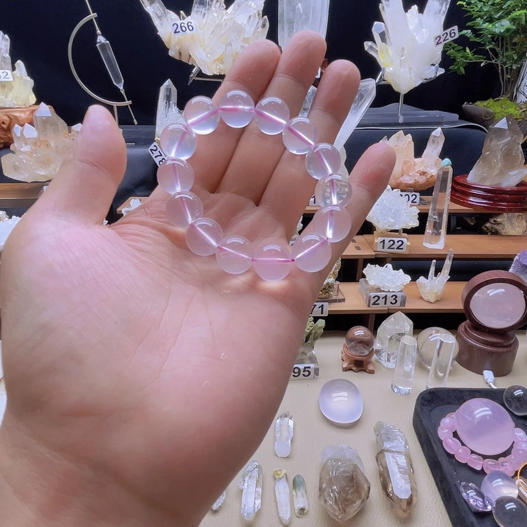 冷***猫石材粉晶手串