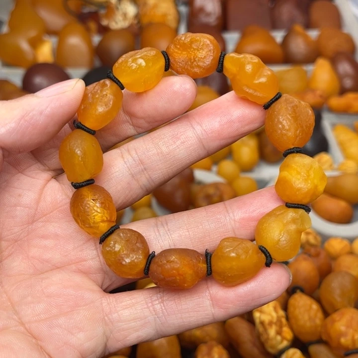 琥珀未镶嵌裸石天然蜜蜡手串