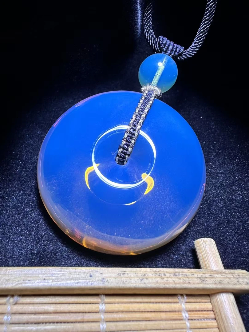 天然缅甸琥珀蓝珀平安扣吊坠