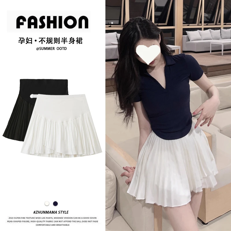 孕妇装夏装甜美托腹裙子夏季外穿百褶短裙潮妈孕妇裙夏款产后可穿