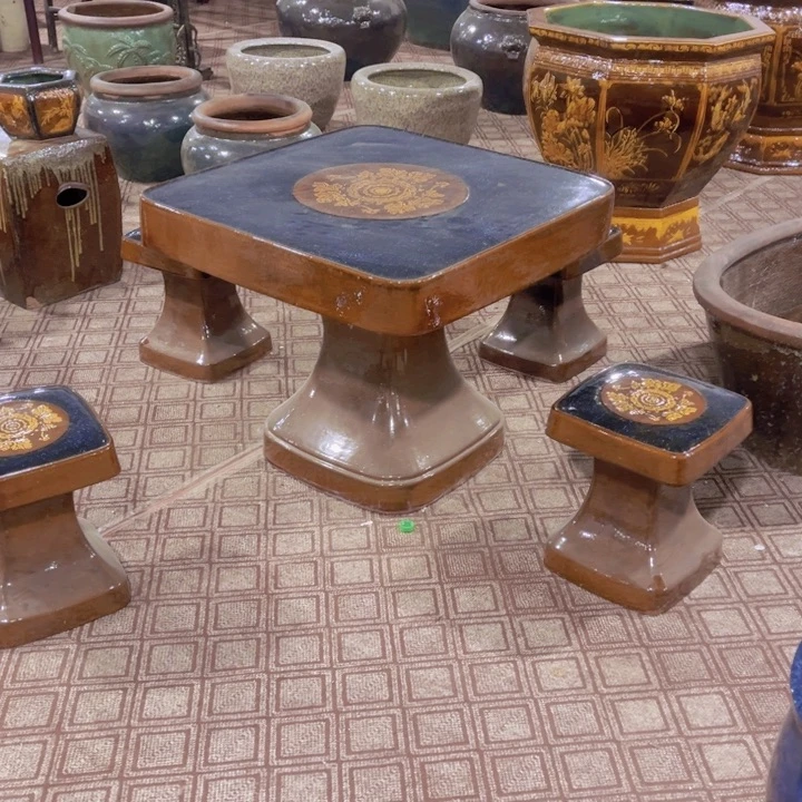 沁**卉均釉方台加椭圆缸