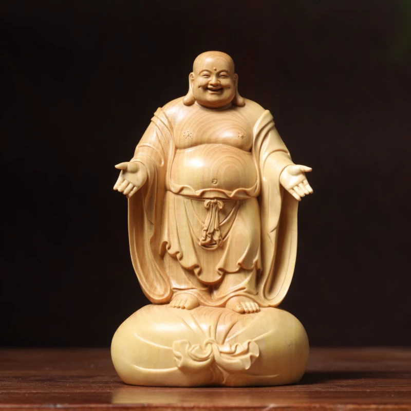 新中式皆大欢喜弥勒佛摆件茶空间禅意摆件室内外创意摆件