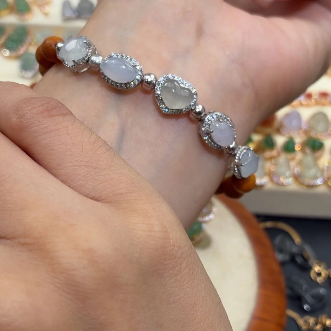 翡翠银S925镶嵌颈饰手串