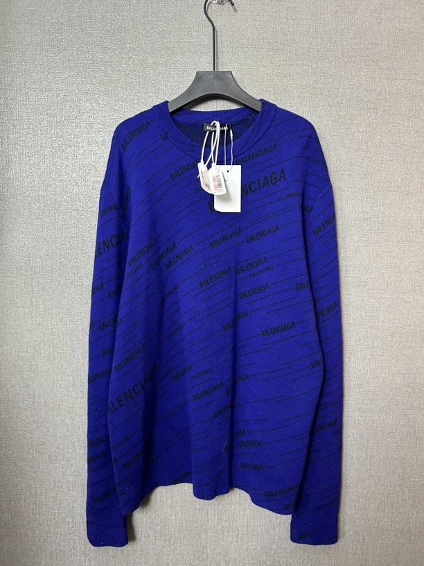 95新 Balenciaga/巴黎世家 蓝色满印毛衣