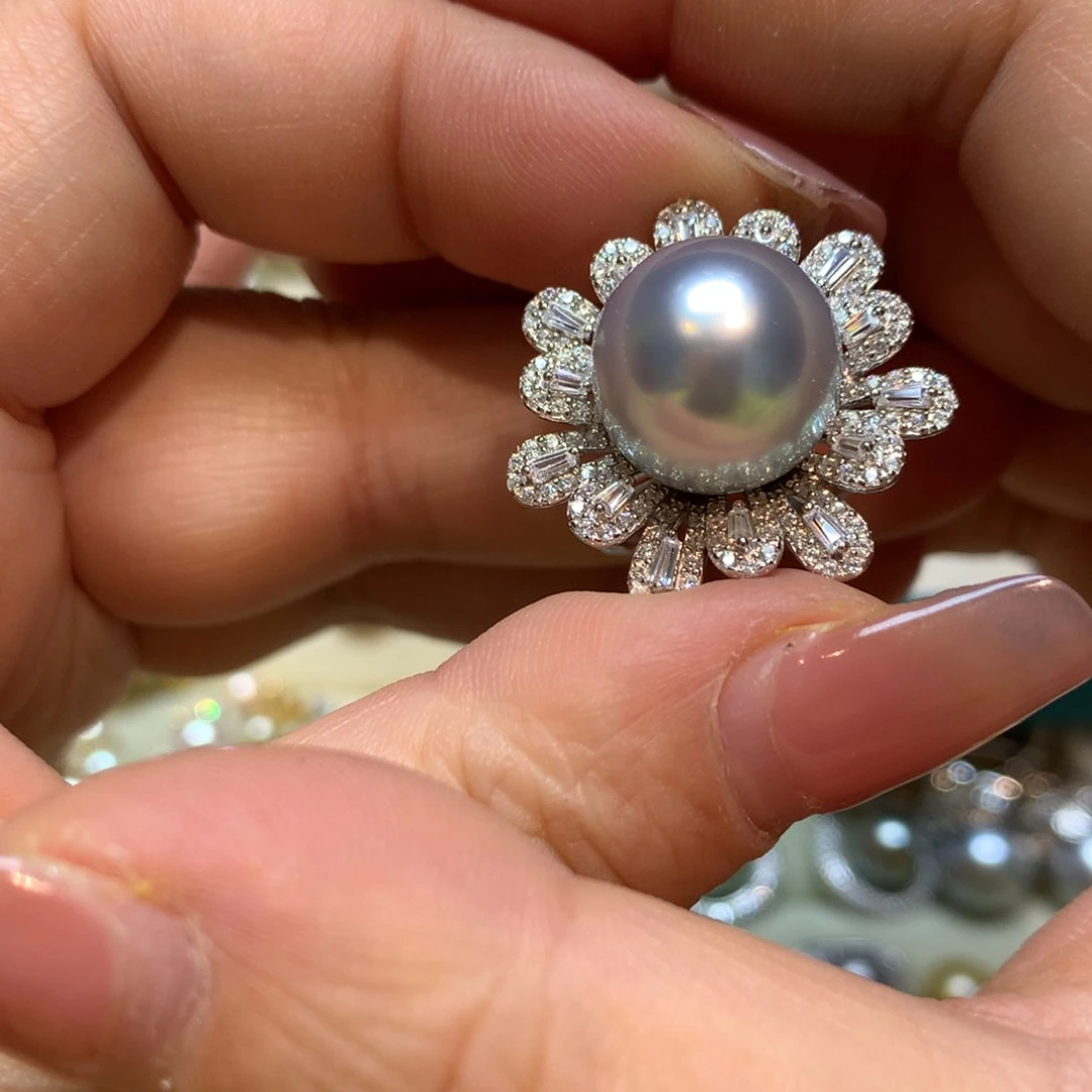 海水珍珠戒指银S925镶嵌