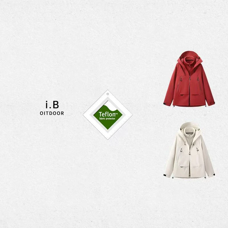 i.B极寒-℃【加厚版Teflon内胆可拆】防水压胶冲锋三合一