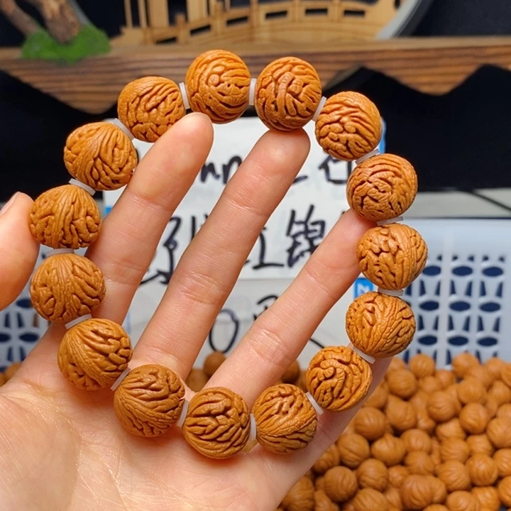 桃核手串17mm左右绣球单圈