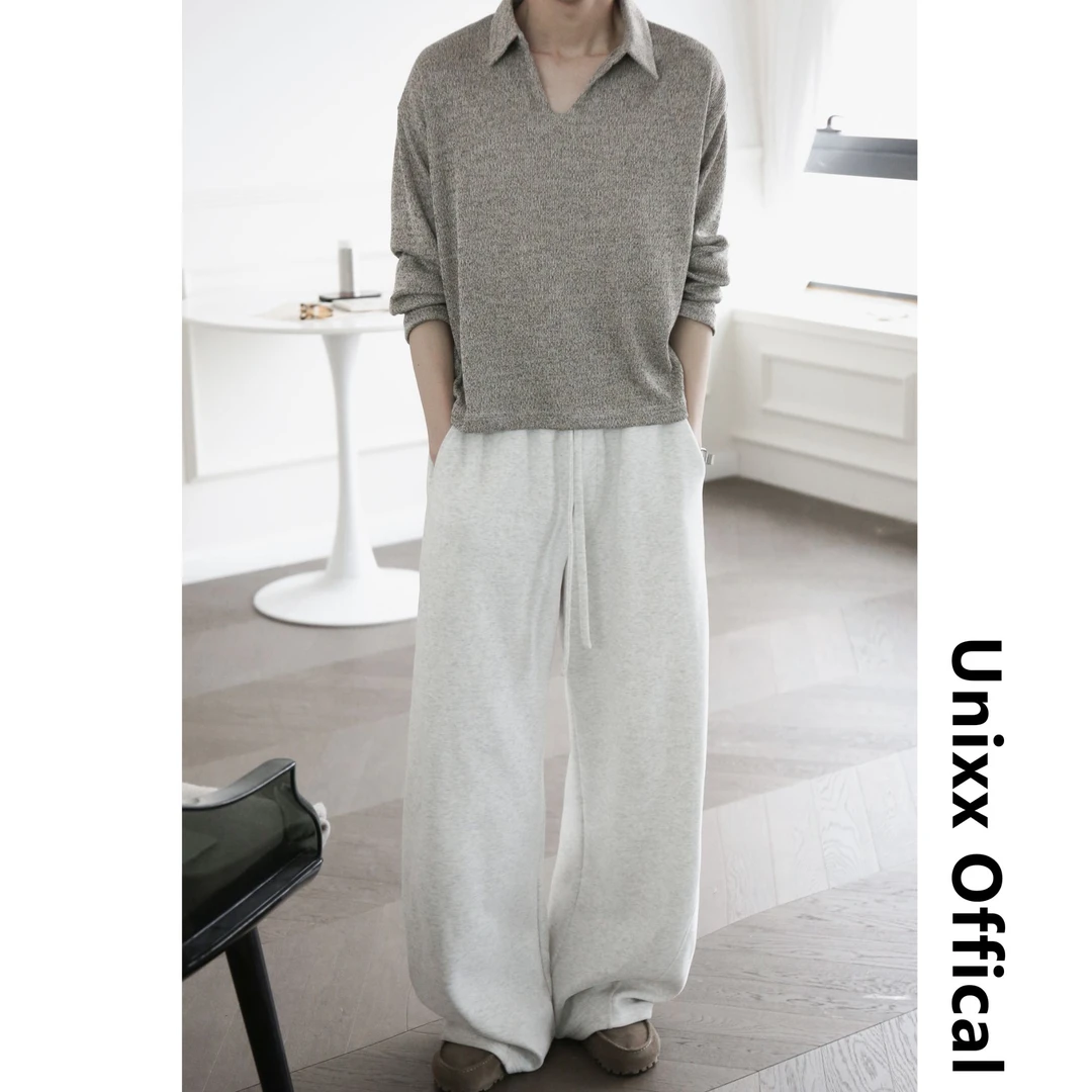 Unixx春cleanfit极简弯刀卫裤软糯通勤高质感百搭宽松休闲运动裤