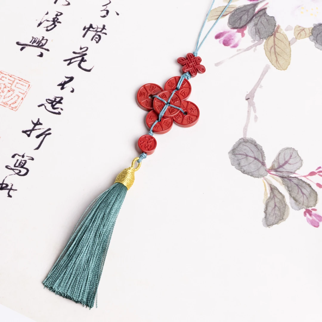 含辰砂工艺品朱砂五帝钱设计款挂件