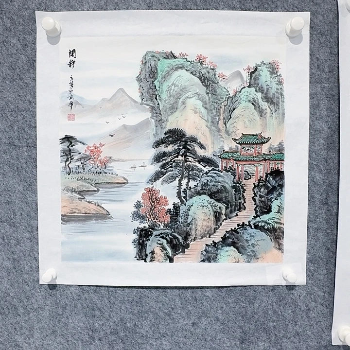 国画闲静山水绘画作品
