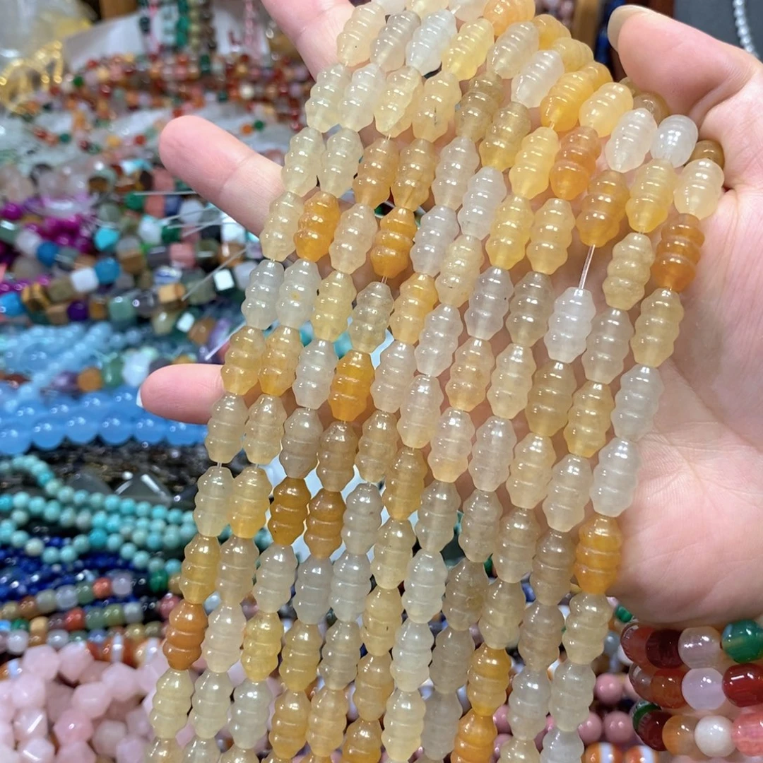 玛瑙/玉髓合金珠宝半成品金丝玉螺纹一条卡8mm