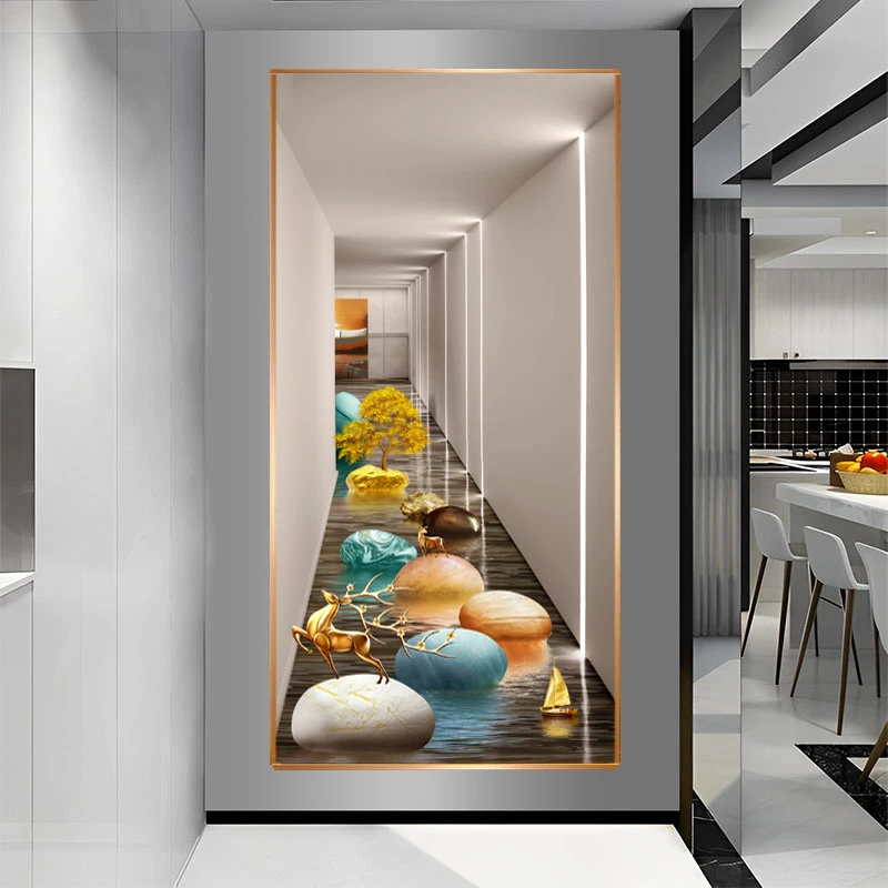 简约轻奢风LED发光时空隧道玄关装饰画大气抽象空间挂画钻石画