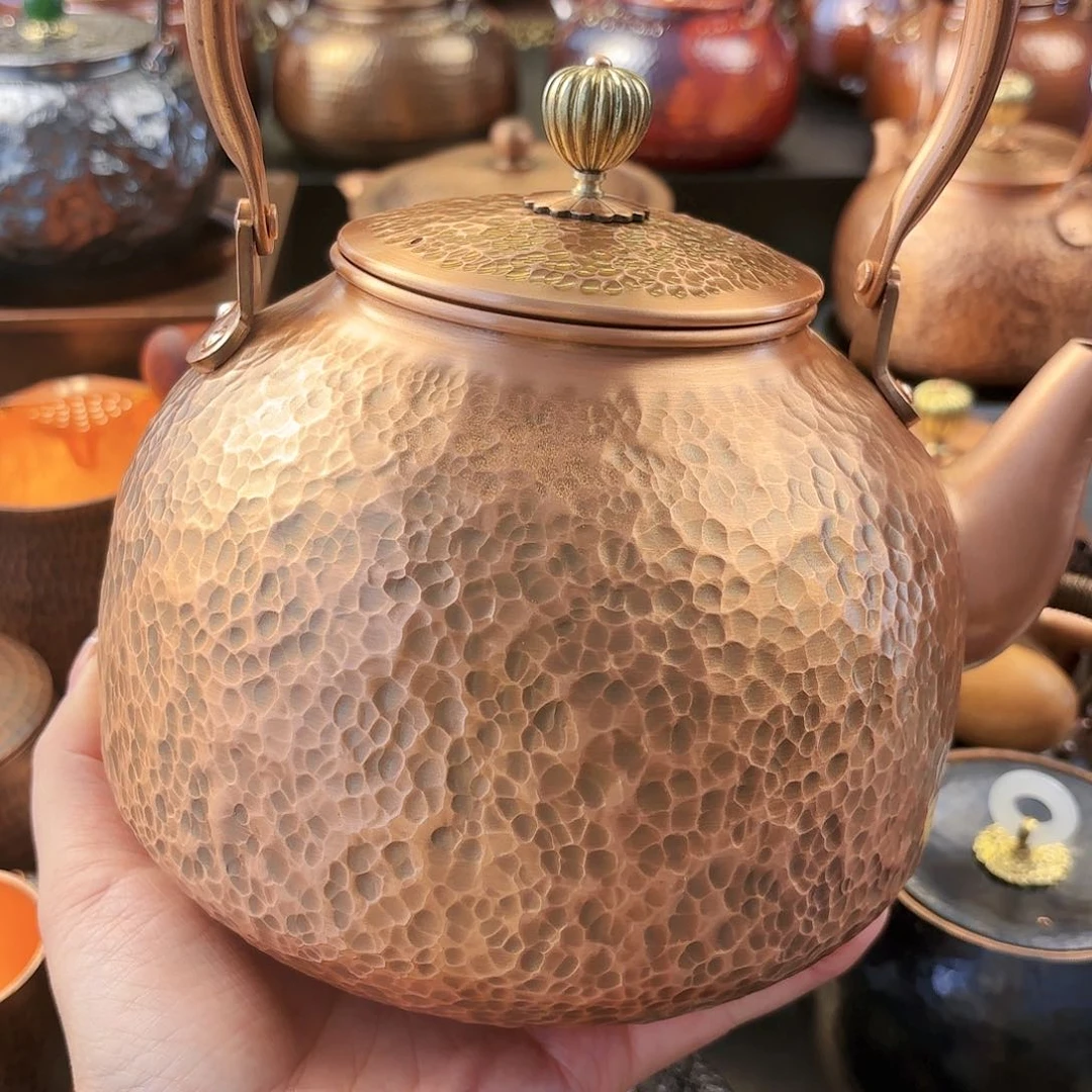 暖*暖2.2升锤纹提梁铜壶