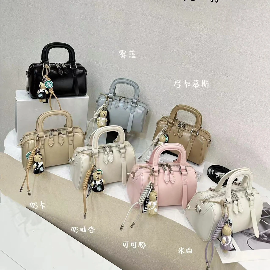 8738 新款小众质感油蜡皮时尚手提包纯色简约单肩斜挎休闲百搭